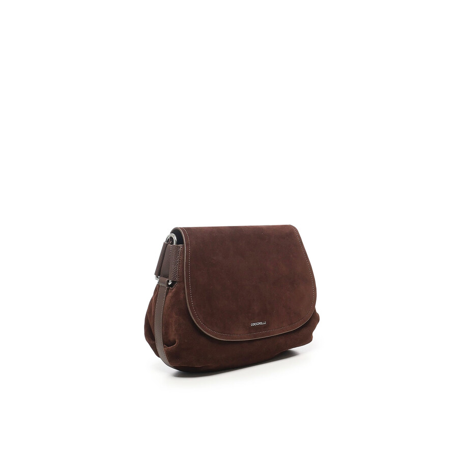 Coccinelle Suede Shoulder Bag In Brown