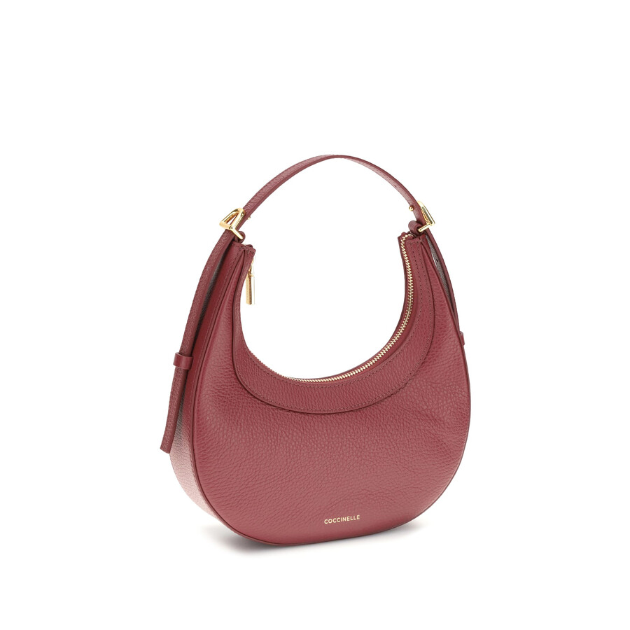 Coccinelle Whisper Crescent Top-handle Shoulder Bag In Burgundy