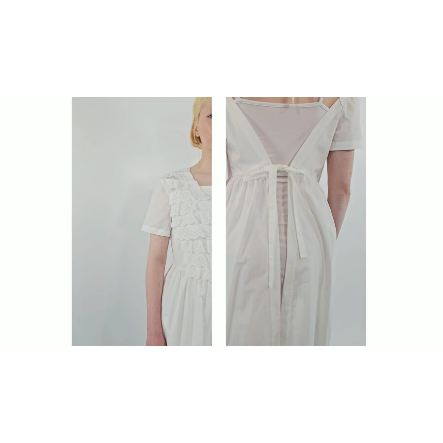 Comme Des Garcons Girl White Ruffled Cotton-poplin Dress, Size