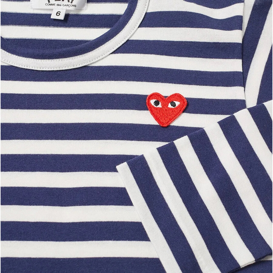 Comme Des Garçons Comme Des Garcons Kids Long-sleeve Stripe Cotton T-shirt In Blue/white