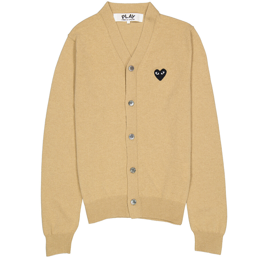 Men's Heart Logo Cardigan In Beige