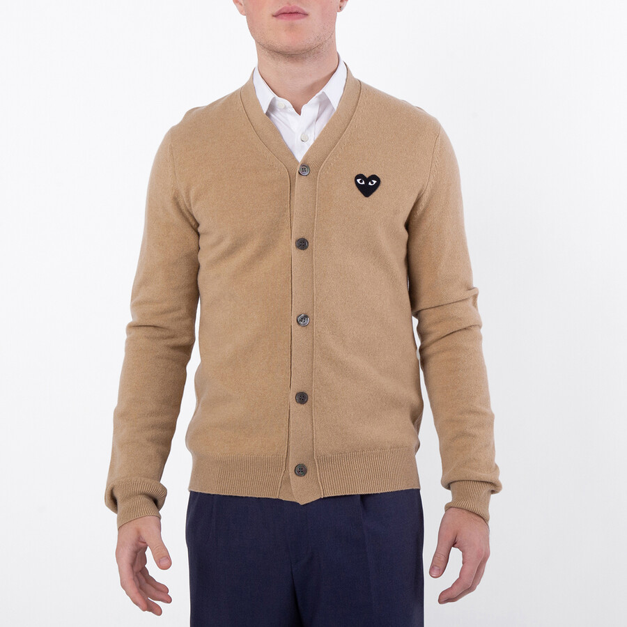 Men's Heart Logo Cardigan In Beige