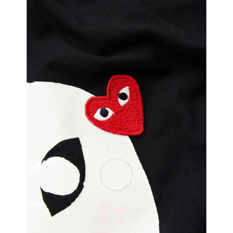 Comme Des Garçons Comme Des Garcons Play Ladies Black T-shirt With Heart Print & Patch In Black