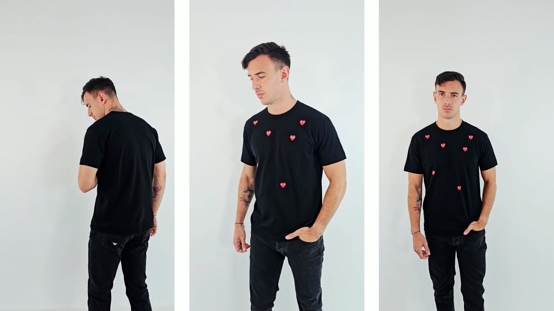 Comme Des Garcons Play Scattered Hearts Cotton T-Shirt, Size