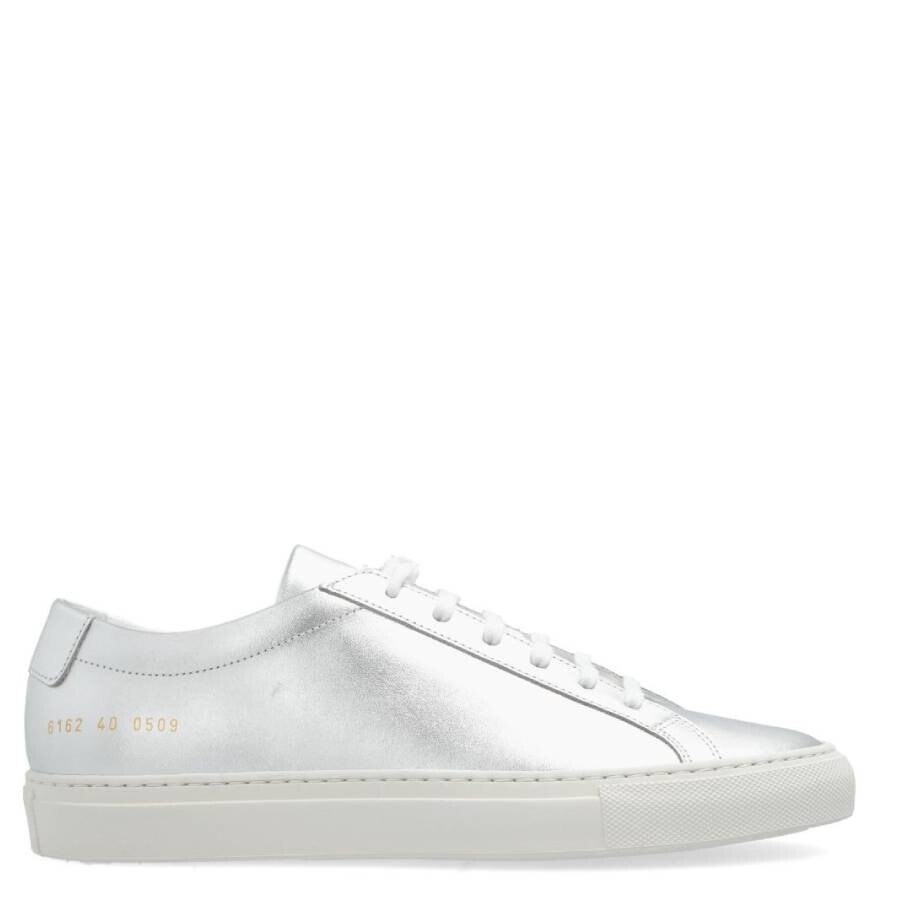 Common Projects Achilles Shiny Trainers In Silver Tone