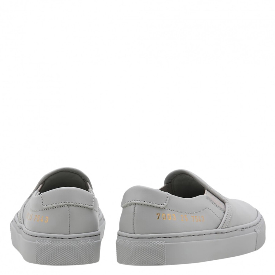 Shop Common Projects Kids Grey Leather Slip On Sneakers