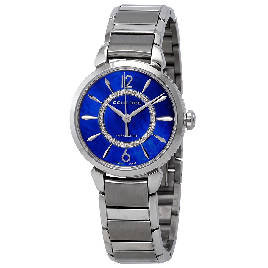 Concord Impresario Blue Mother of Pearl Diamond Dial Ladies