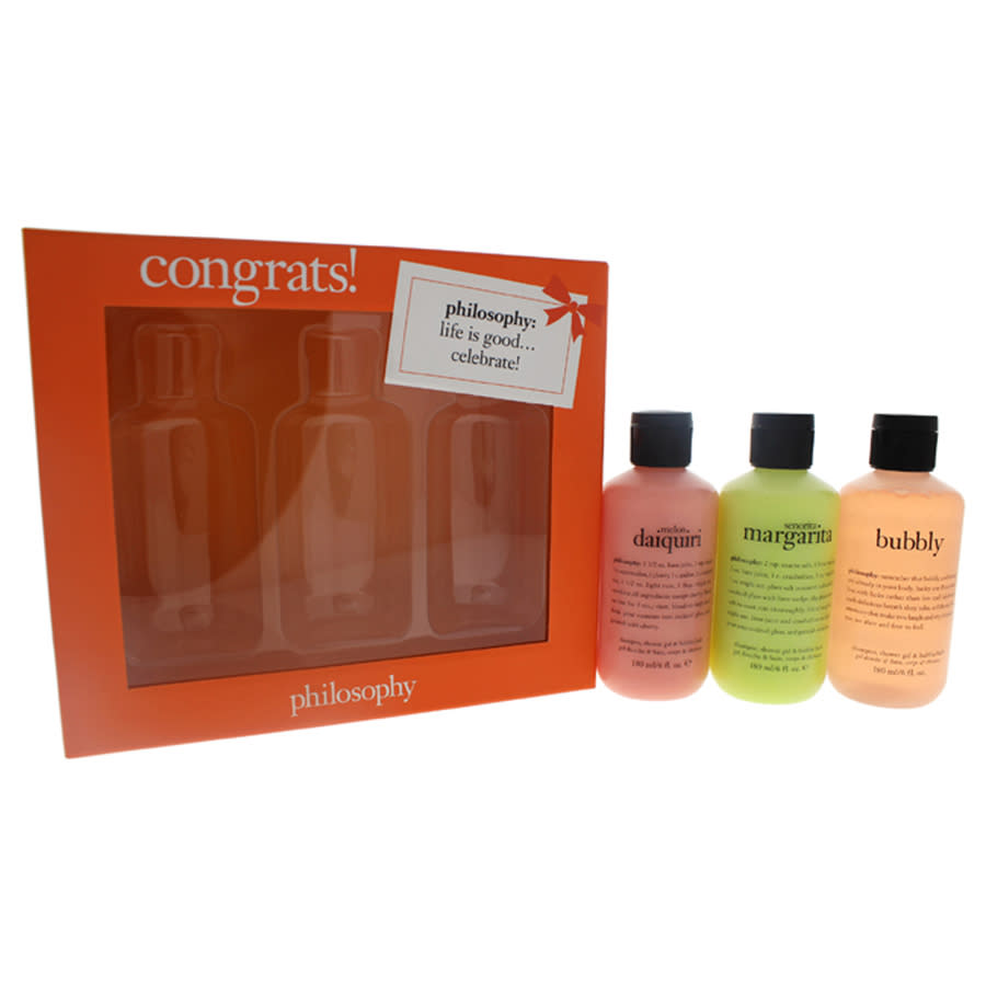Congrats! By Philosophy For Women - 3 Pc Set 3 X 6oz Shampoo, Shower Gel & Bubble Bath - Senorita Margarita, Melon Daiquiri, Bubbly