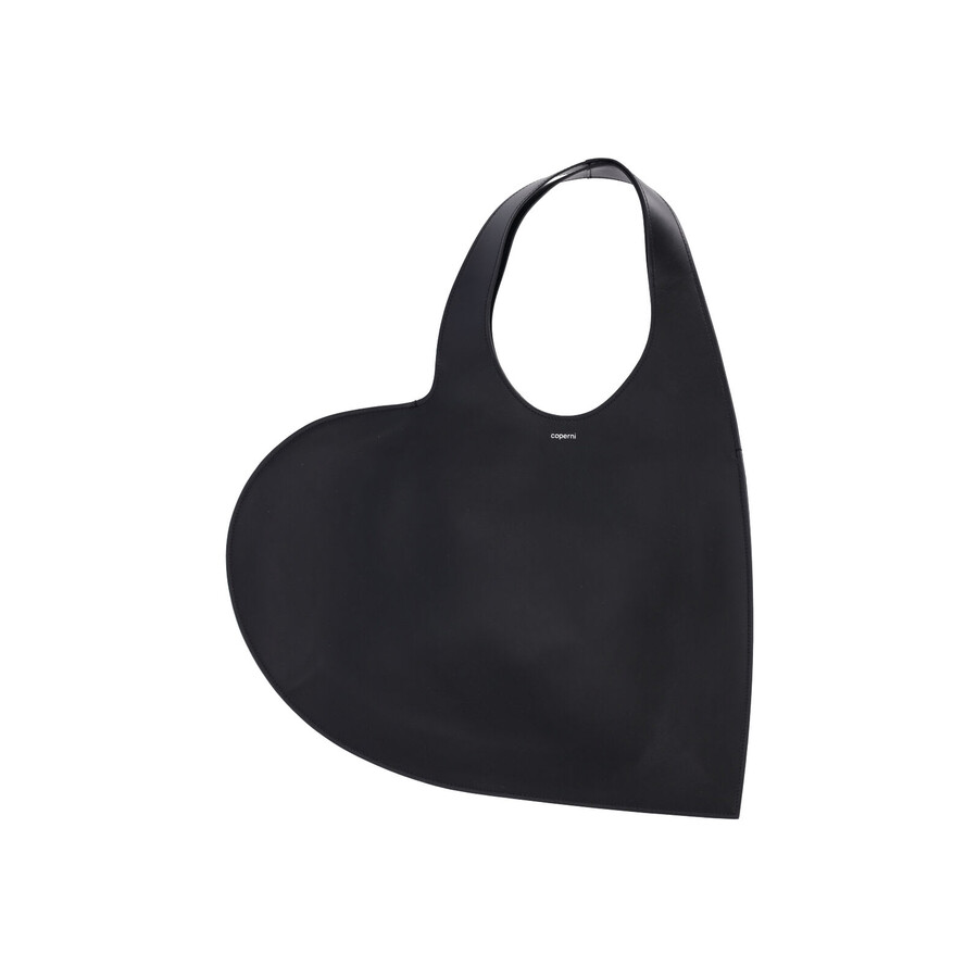 Coperni Women Black Heart Shaped Shoulder Bag With Cut-out On The Handle In Suede Woman In Black