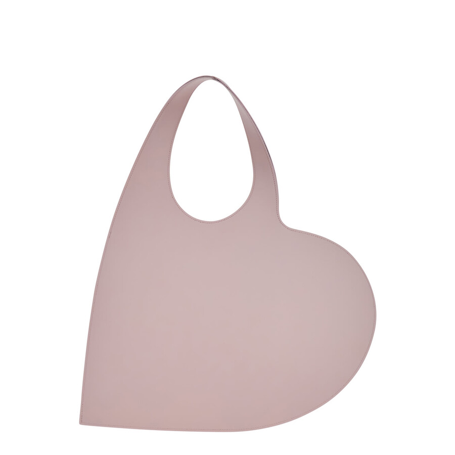 Coperni Heart Pink Shoulder Bag With Logo Print In Leather In Pink