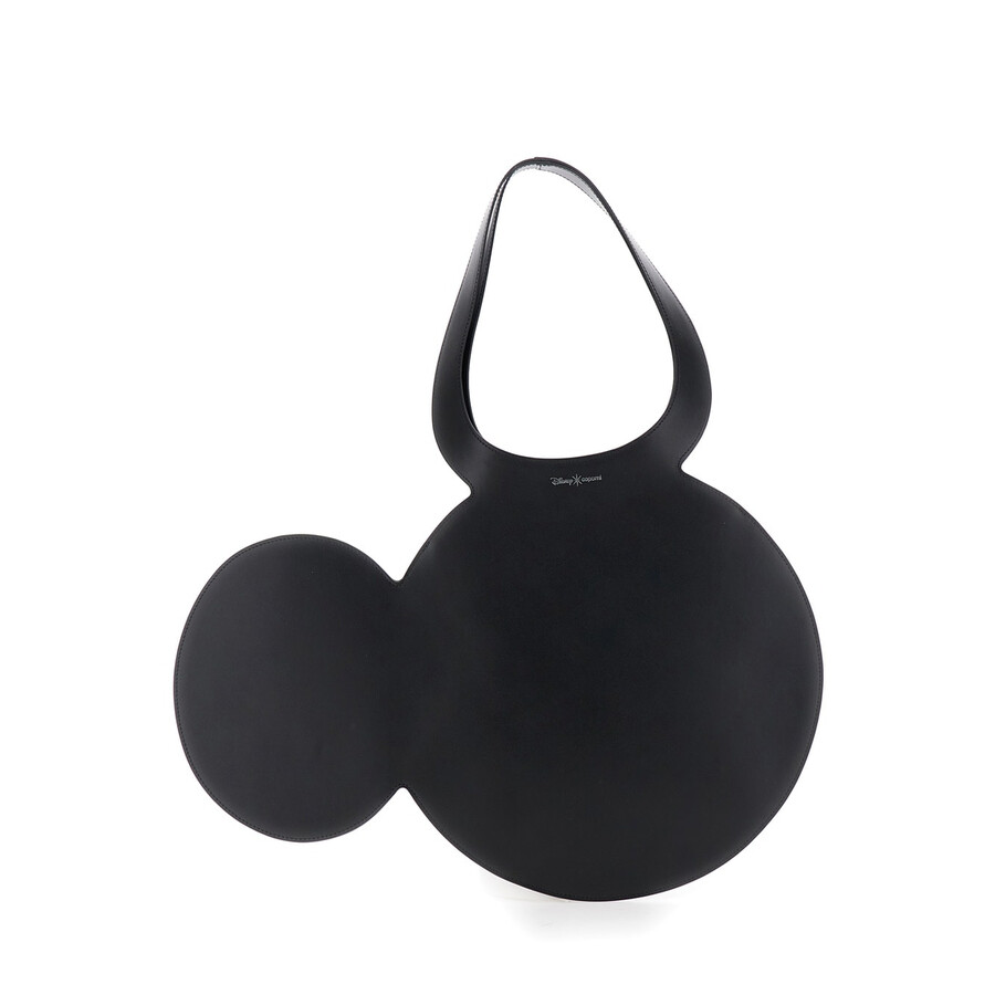 Coperni Mickey Black Handbag With Cut-out Handle And Logo Lettering On The Front In Leather In Black