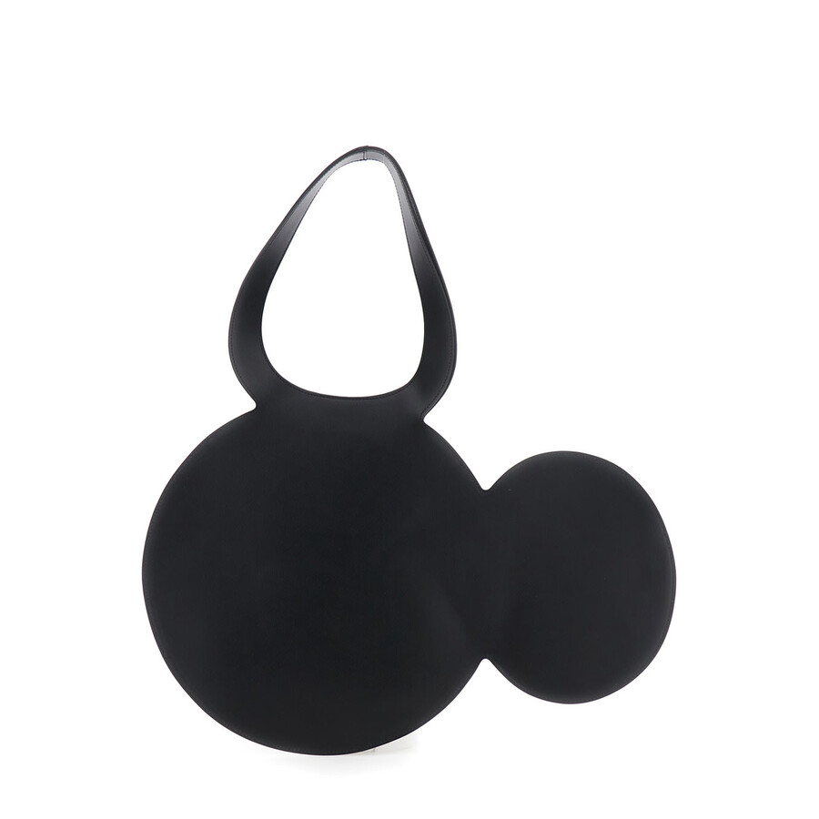 Coperni Mickey Black Handbag With Cut-out Handle And Logo Lettering On The Front In Leather In Black
