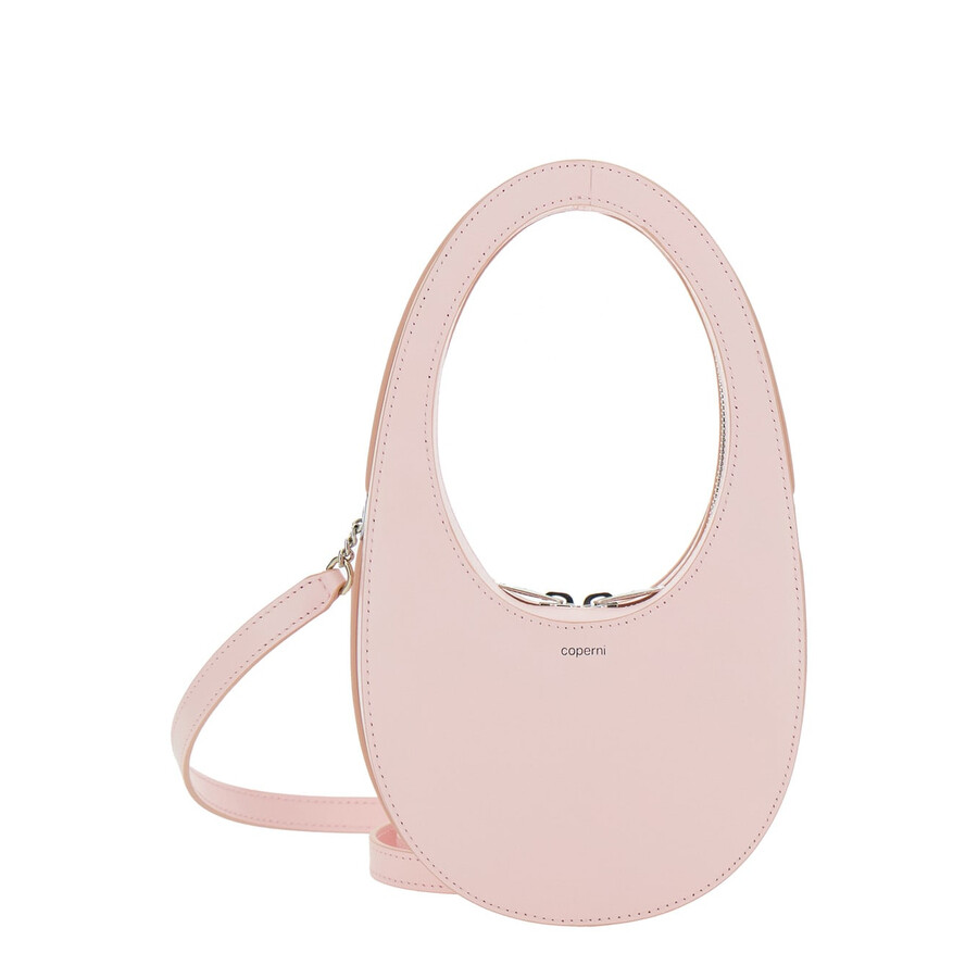 Coperni Mini Swipe Pink Crossbody Bag With Embossed Logo And Removable Shoulder Strap In Leather In Pink