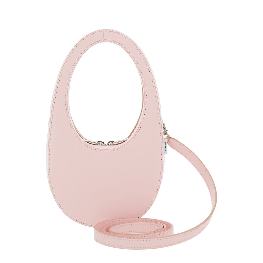 Coperni Mini Swipe Pink Crossbody Bag With Embossed Logo And Removable Shoulder Strap In Leather In Pink