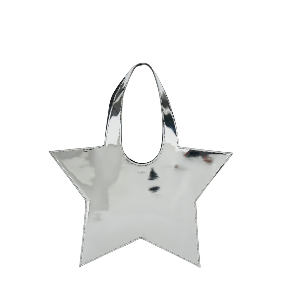 Coperni Star Metallic Mini Handbag With Embossed Logo Lettering On The Front And Mirrored Effect In In Silver