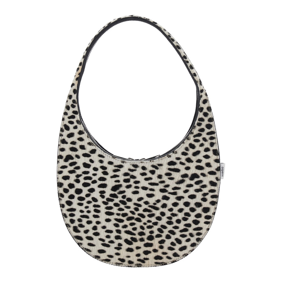 Coperni Swipe Black And White Handbag With Brushed Effect And All-over Polka Dots Motif In Fabric In Multi