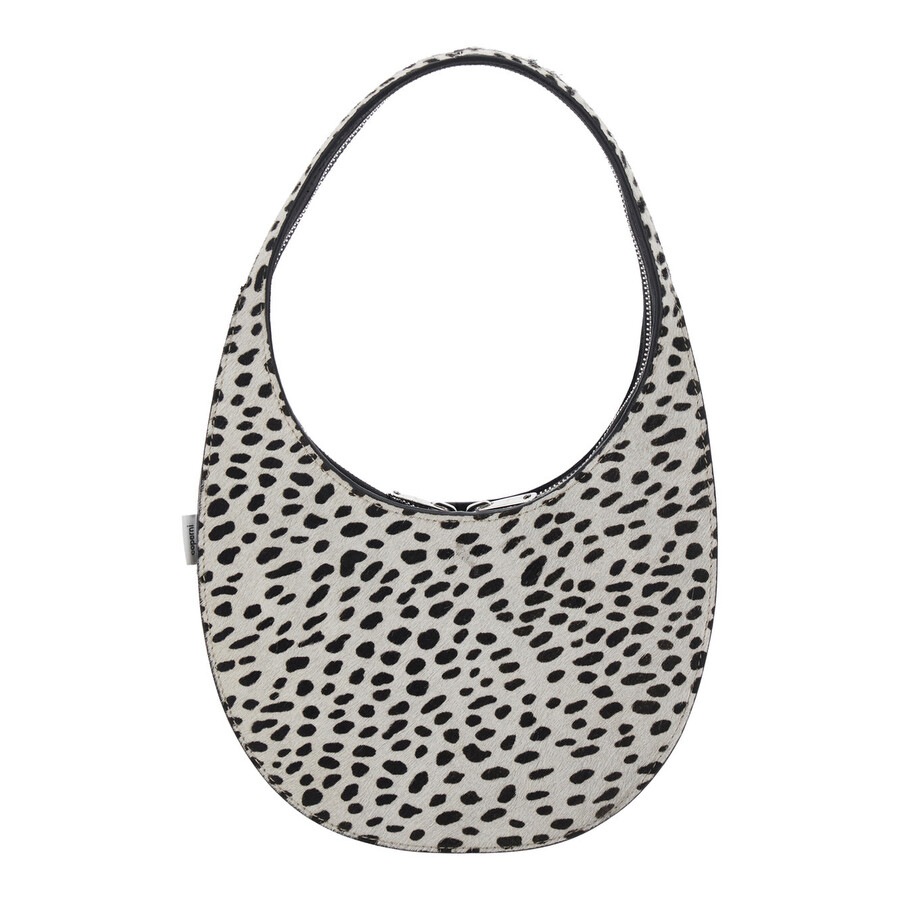 Coperni Swipe Black And White Handbag With Brushed Effect And All-over Polka Dots Motif In Fabric In Multi