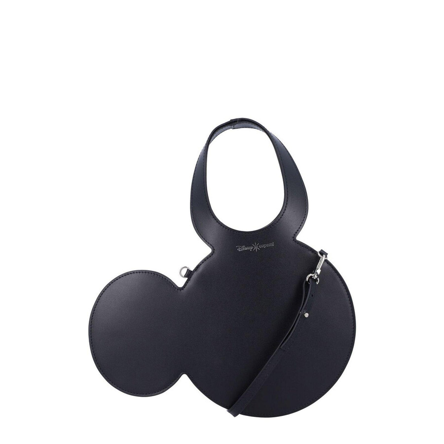 Coperni Mickey Black Handbag With Cut-out Handle And Logo Lettering On The Front In Leather