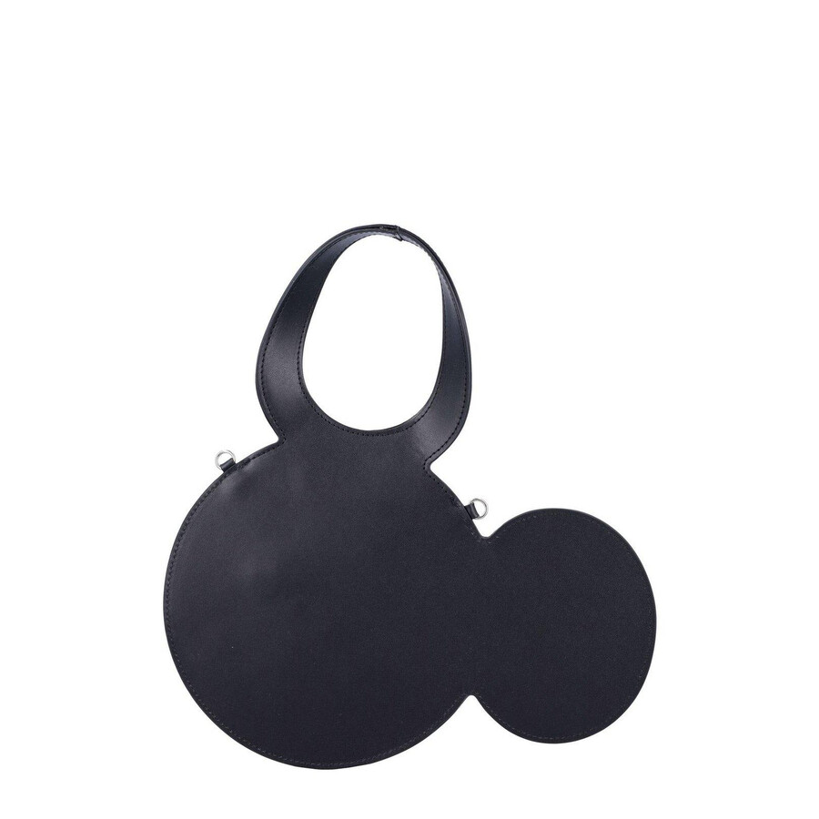 Coperni Mickey Black Handbag With Cut-out Handle And Logo Lettering On The Front In Leather