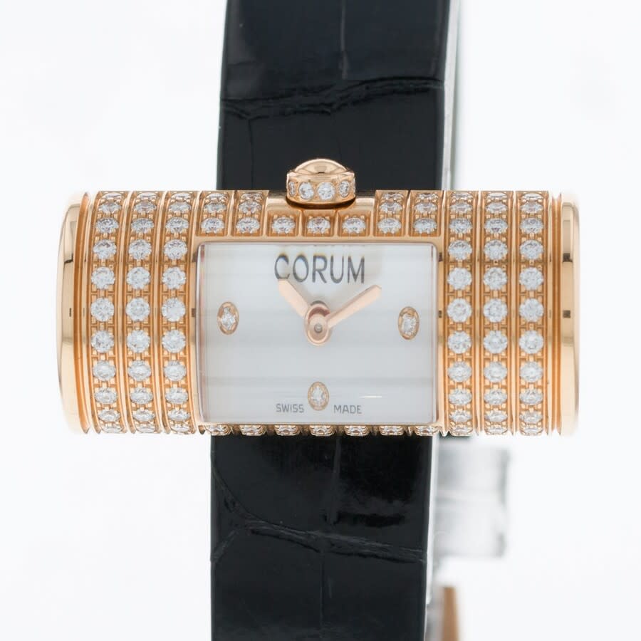 Corum Golden Tube Quartz Diamond Silver Dial Men's Watch V137