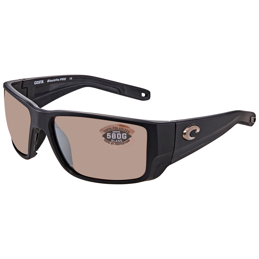 Costa Del Mar Blackfin Pro Copper Silver Mirror Polarized Glass Rectangular Men's Sunglasses 6s9078 In Matte Black
