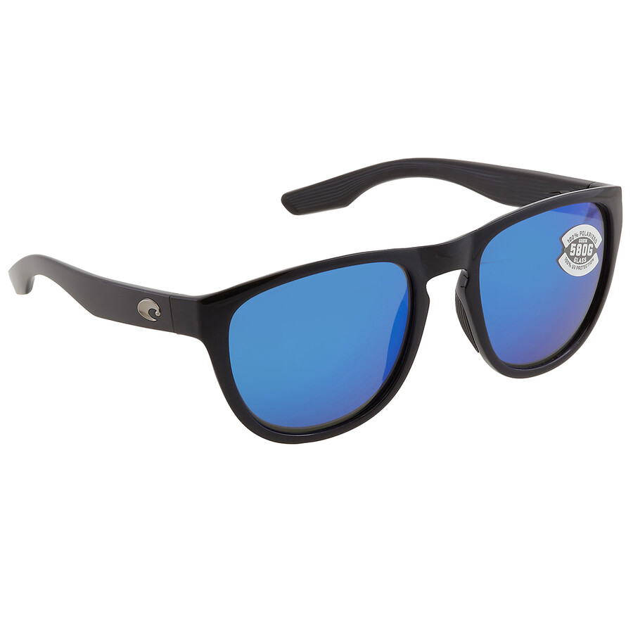 Shop Costa Del Mar Irie Blue Mirror Polarized Glass 580g Aviator Unisex Sunglasses 6s9082 908201 55 In Black / Blue