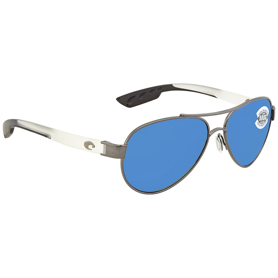 Costa Del Mar Loreto Blue Mirror Glass Pilot Sunglasses LR 74 OBMGLP