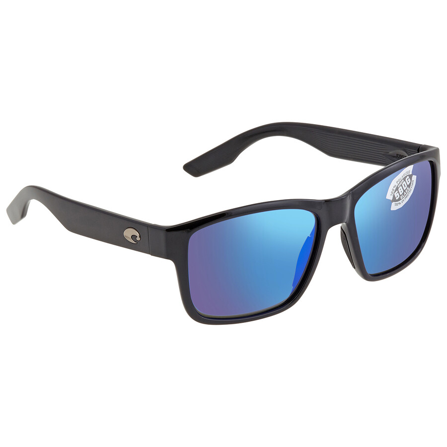 Costa Del Mar Paunch Blue Mirror Polarized Glass Men's Sunglasses 6s9049 904901 57 In Black / Blue