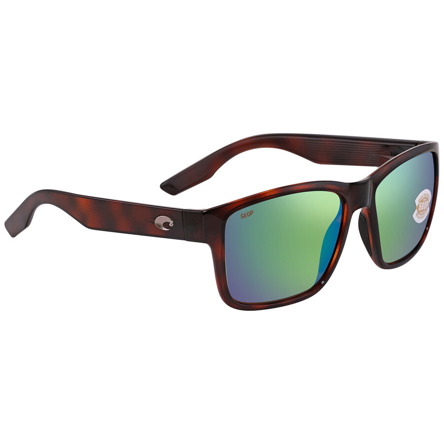 Costa Del Mar Paunch Green Mirror Polarized Polycarbonate Men's Sunglasses 6s9049 904906 57 In Green / Tortoise
