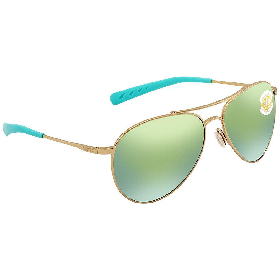 Costa Del Mar Piper Green Mirror Polarized Polycarbonate Unisex Sunglasses Pip 126 Ogmp 58 In Gold / Green