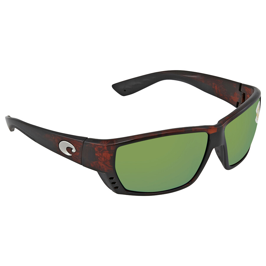 Costa Del Mar Tuna Alley Green Mirror Polarized Polycarbonate Men's Sunglasses Ta 10 Ogmp 64 In Green / Tortoise