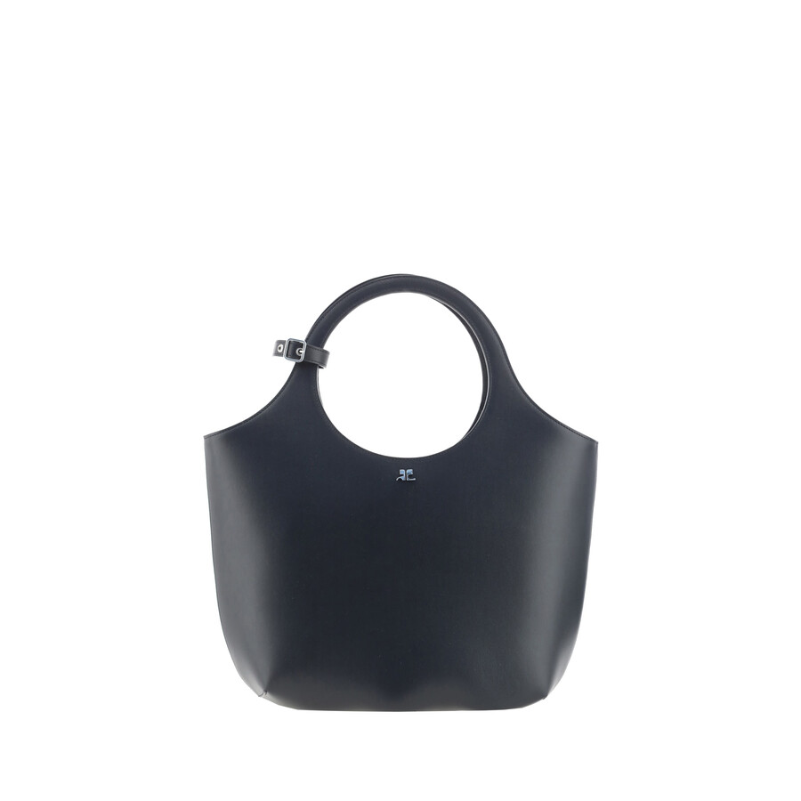 Courrèges Handbag Leather Buckle Detail In Black