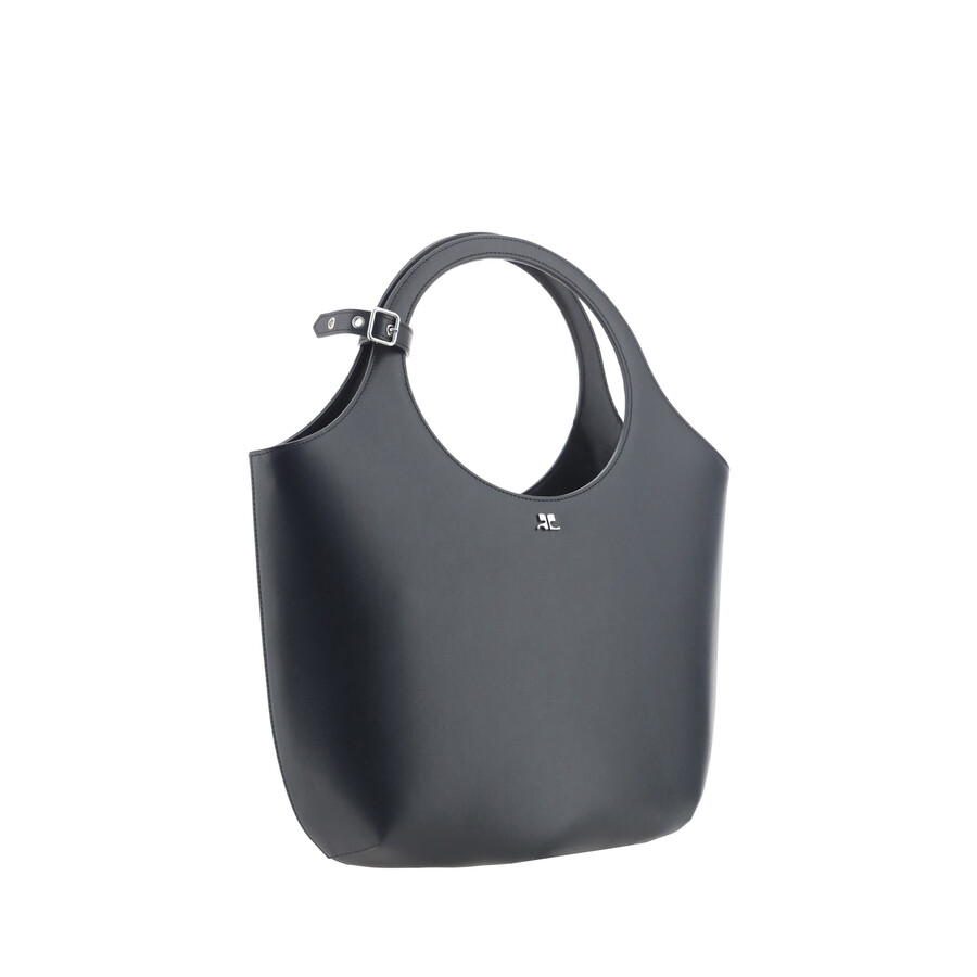 Courrèges Handbag Leather Buckle Detail In Black