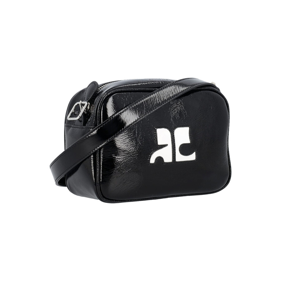Courrèges Reedition Naplack Mini Bag With Engraved Logo In Black