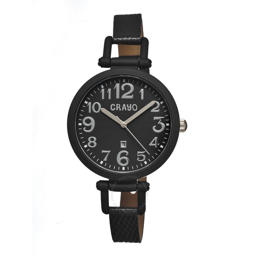 Crayo Balloon Black Dial Black Stainless Steel Ladies Watch CR0601