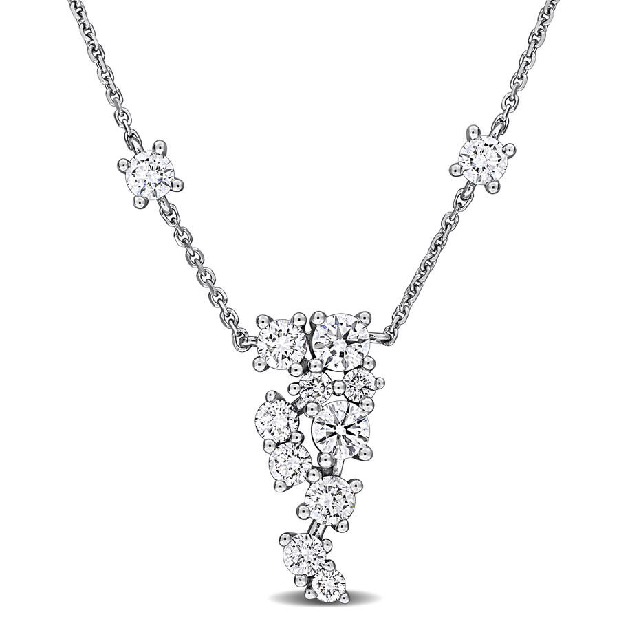 Created Forever 1 1/10ct Tw Lab Grown Diamond Necklace In14k White Gold In Metallic