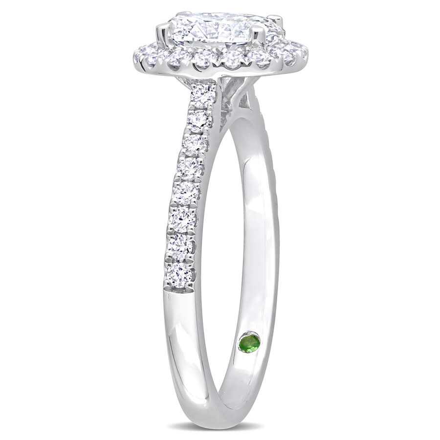 Created Forever 1 1/2 Ct Tw Oval & Round Lab Created Diamond With Tsavorite Accent Halo Engagement R In White