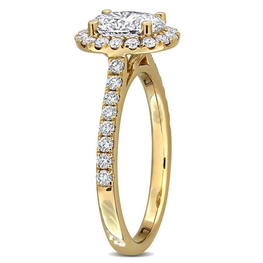 Created Forever 1 1/2ct Tw Oval And Round-cut Lab Grown Diamond Halo Engagement Ring In 14k Yellow G In Gold