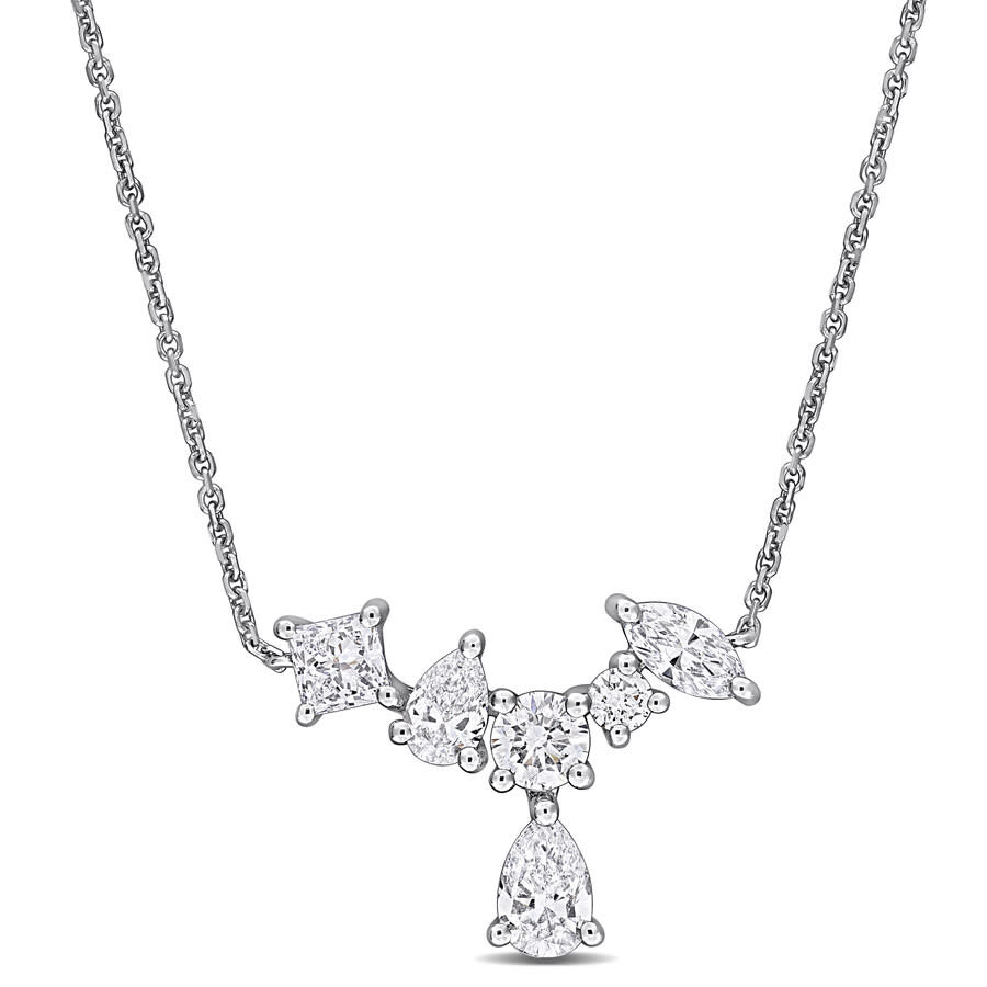 Created Forever 1 1/3ct Tw Multi-shape Lab Grown Diamond Necklace In 14k White Gold In Metallic