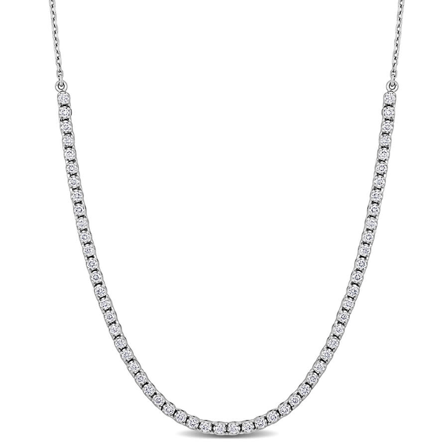 Created Forever 1 1/5ct Tw Lab-grown Diamond Semi-tennis Necklace In 14k White Gold - 17 In In White