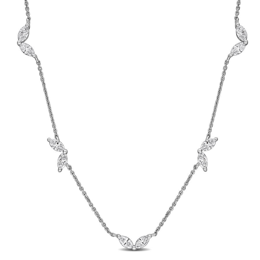 Created Forever 1 1/5ct Tw Marquise Lab Grown Diamond Necklace In 14k White Gold In Metallic
