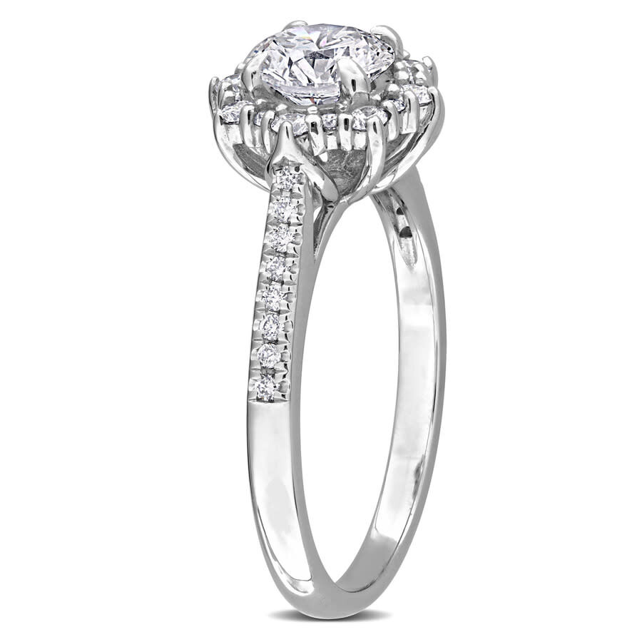 Created Forever 1 1/6ct Tw Round Lab-grown Diamond Halo Engagement Ring In 14k White Gold In White
