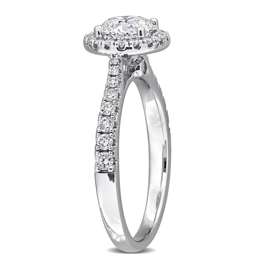 Created Forever 1 2/5ct Tgw Lab Grown Diamond Halo Engagement In Sterling Silver In Metallic
