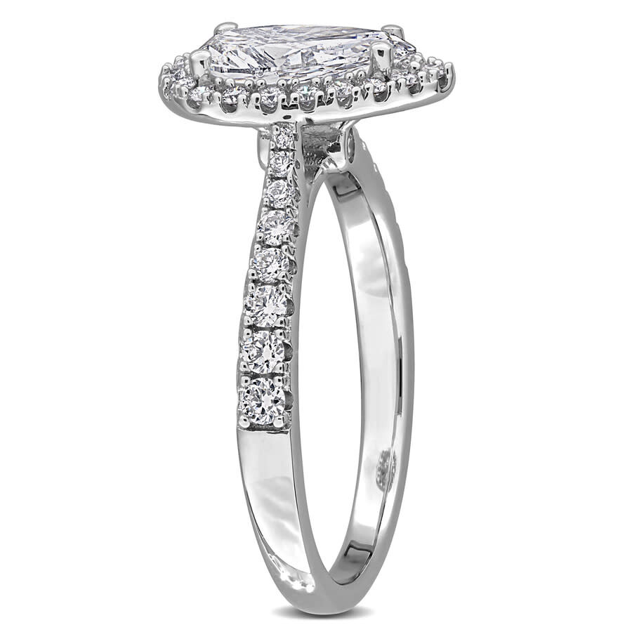 Created Forever 1 2/5ct Tgw Pear-shaped And Round-cut Lab Grown Diamond Halo Engagement In Sterling  In Silver