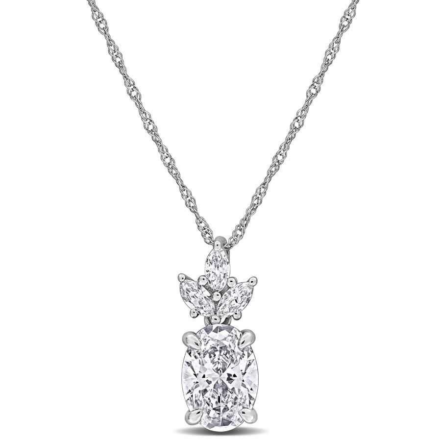 CREATED FOREVER CREATED FOREVER 1 2/5CT TW OVAL AND MARQUISE-CUT CUT LAB-GROWN DIAMOND PENDANT WITH CHAIN IN 14K WHI