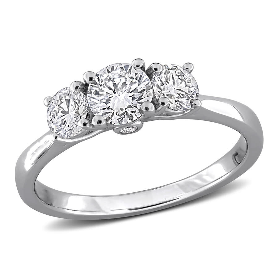 Created Forever 1 3/4ct Tw Lab Grown Diamond 3-stone Engagement Ring In Sterling Silver In White