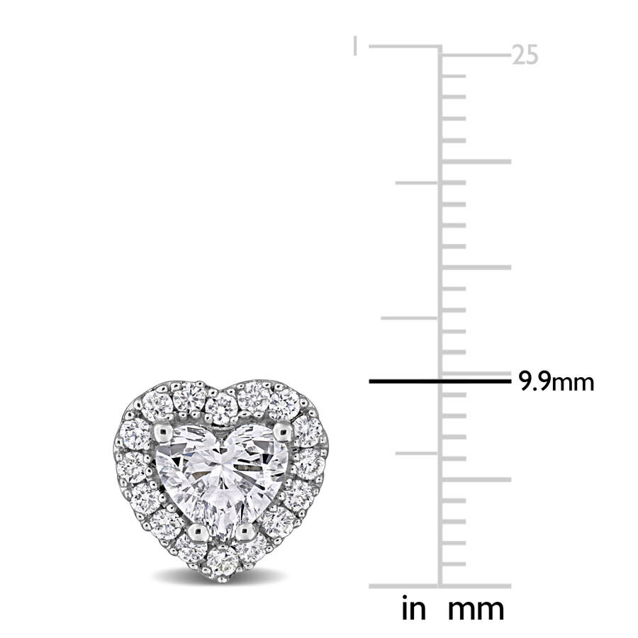 Created Forever 1 3/8 Ct Heart And Round Lab Grown Diamonds Tw Fashion Post Earrings Silver In Metallic