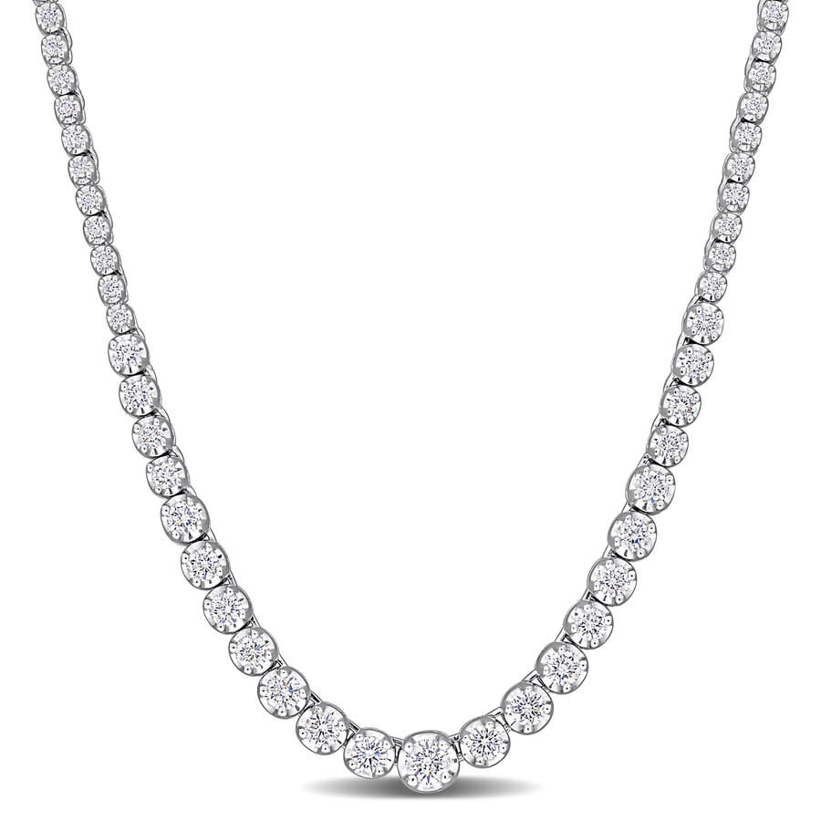14K White Gold Necklace with 1 Round-Cut Lab-Created Diamond 0.33 main image 1