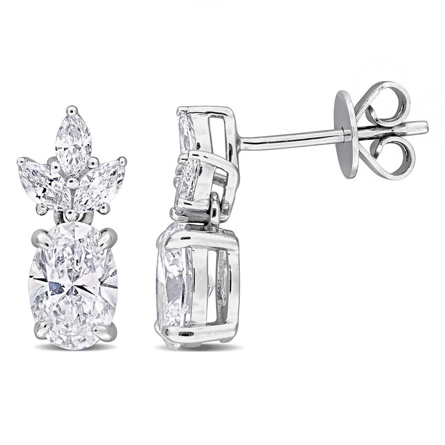 Created Forever 1 4/5ct Tw Oval And Marquise-cut Lab-grown Diamond Post Earrings In 14k White Gold In White