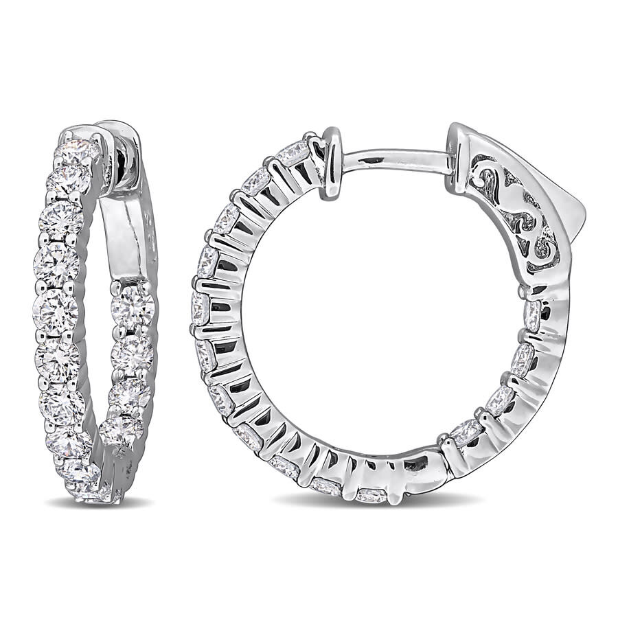 Created Forever 1 5/8 Ct Lab Grown Diamond Tw Hoop Earrings 14k White Gold In Metallic